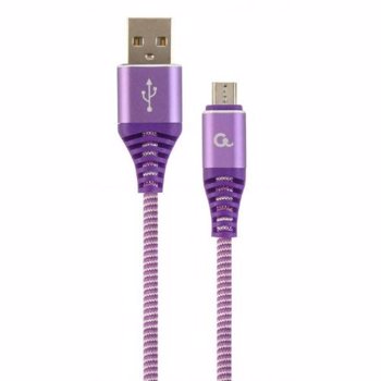 Gembird Premium cotton braided Micro-USB charging and data cable,1m,purple/white