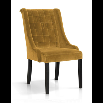 Scaun tapitat cu stofa, cu picioare din lemn Prince Velvet Galben / Negru, l55xA70xH105 cm