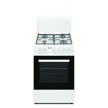 Aragaz Heinner HFSC-S50LITG, Gaz, 4 arzatoare, Aprindere electrica, Timer, Grill, 50 cm, Alb