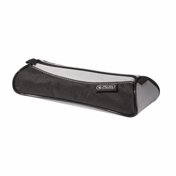 Penar tip borseta Herlitz, triunghiular, 21x9x5 cm, negru/gri