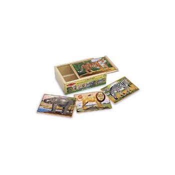 Melissa & Doug - Set 4 puzzle lemn in cutie - Animale salbatice