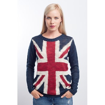 Pulover casual dama Medicine bleumarin-alb-grena