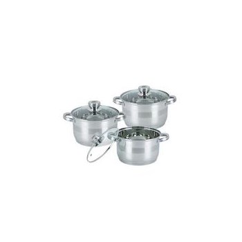 Set 3 cratite cu capace sticla, inox, Bohmann BH 06-375, (5.1L, 6.3L,7.7L)