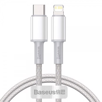 Cablu Date Premium Baseus Power Delivery 20w, Type-c La Lightning, 2m Lungime, Textil, Alb - Catlgd-a02