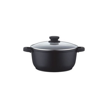 Cratita din aluminiu 3.7 L cu interior granit si capac sticla,24 cm, Grunberg
