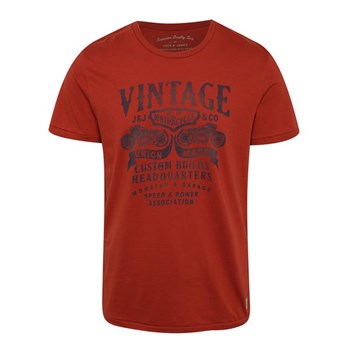 Tricou rosu din bumbac Jack & Jones Custom 6 cu print