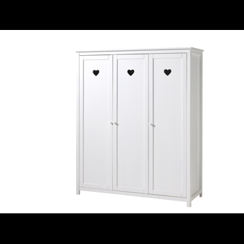 Dulap din lemn de pin si MDF cu 3 usi, pentru copii Amori Alb, l159xA57xH190,5 cm