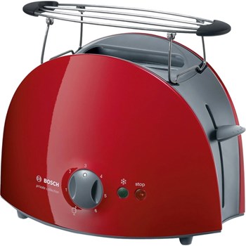 Prajitor de paine Bosch TAT6104, 900 W, 2 felii de paine, Gri/Rosu