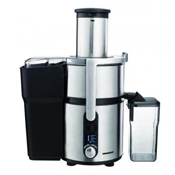 Storcator de fructe si legume Heinner Essential Max HPJE-1500DC, 1000 W, Recipient suc 0.75 l, Recipient pulpa, 5 Viteze, Tub de alimentare 84 mm, Display LCD, Inox/Negru