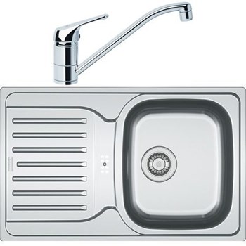 Pachet chiuveta bucatarie Franke PXN 614-78 Cuva dreapta 780x490x175 Inox Satinat + Baterie Basic Crom