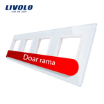 Rama priza cvadrupla Livolo din sticla roz