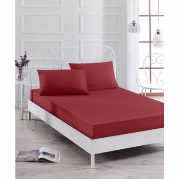 Set lenjerie de pat dubla, EnLora Home, bumbac/poliester, 160 x 200 cm, 162ELR0644, Rosu