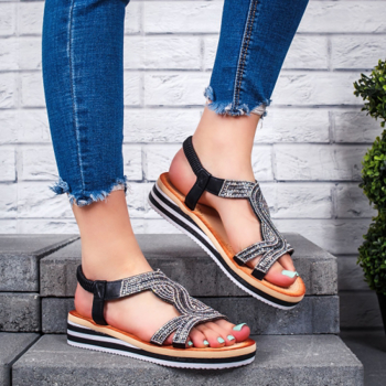 Sandale dama cu platforma negre Limeria