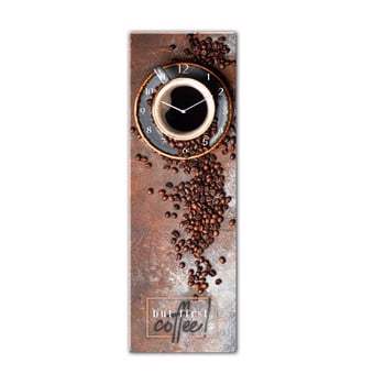 Ceas de perete din sticlă Styler First Coffee, 20 x 60 cm