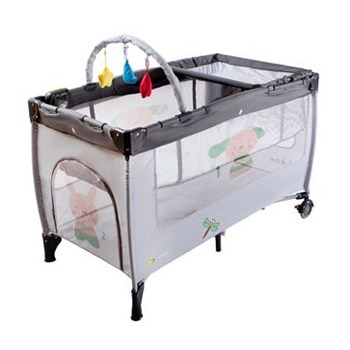 KinderKraft - Patut pliabil Jolly Grey cu vibratii KRAFT-16.B