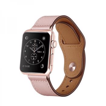 Curea din piele genuina pentru Apple Watch 1 / 2 / 3 / 4 / 5 series 38 / 40 mm roz