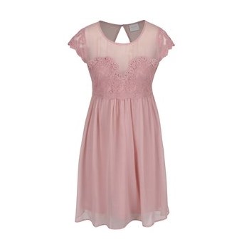 Rochie roz pudrat VILA Maker cu dantela