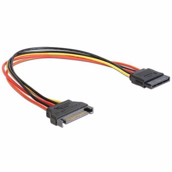 Delock Cable Power SATA 15 Pin male > SATA 15 Pin female extension 30 cm