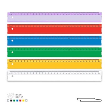 Rigla din plastic 30 cm diverse culori Albastru