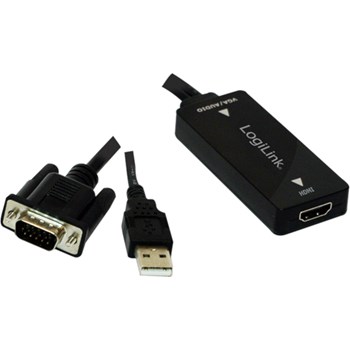 Adaptor , LogiLink , VGA cu audio la HDMI , negru
