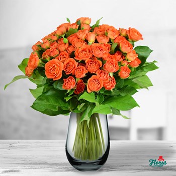 Buchet de 19 minirosa portocalii