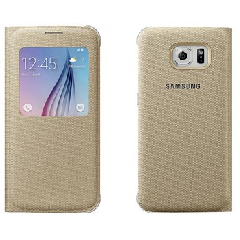 Husa S-View Cover Samsung pentru Galaxy S6, Auriu