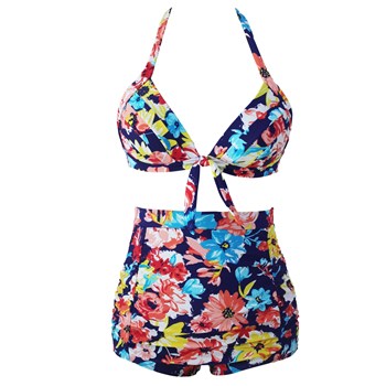 SW965-44 Costum de baie retro, cu print floral Blooming