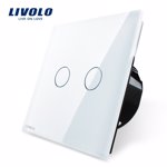Intrerupator dublu cu touch Livolo, din sticla, Roz