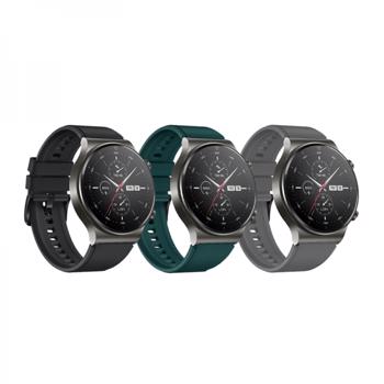 Set 3 curele universale din silicon 22mm pentru smartwatch Huawei Watch GT 2/Samsung Gear S3/ Watch 46 negru verde gri