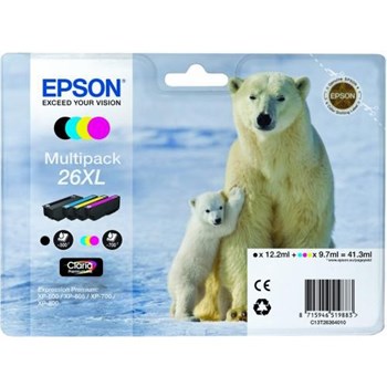Pachet 4 tonere inkjet Epson 26XL negru+color, 41.3ml