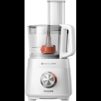 Robot de bucatarie Philips Daily Collection HR7510/00, 800 W, 2 viteze, bol 2.1 L, disc de emulsifiere, accesoriu de framantare, vas pentru blender, presa de citrice, Alb