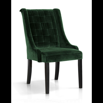 Scaun tapitat cu stofa, cu picioare din lemn Prince Verde / Negru, l55xA70xH105 cm