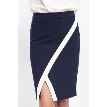 Fusta eleganta dama Brise bleumarin alb