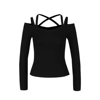 Bluza neagra Miss Selfridge cu umerii goi si bretele incrucisate