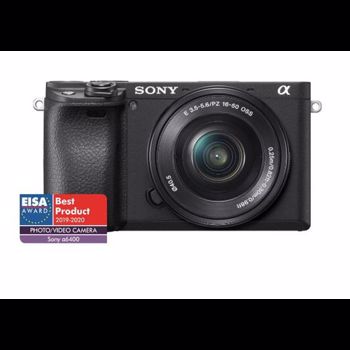 Aparat foto Mirrorless Sony Alpha A6400 LB, 24.2 MP, APS-C, Ecran 3", 4K HDR, 4D Focus + Obiectiv SELP1650 16-50 mm (Negru)